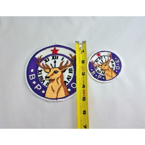 2 VTG BPOE Benevolent Order Of Elks Lodge Embroidered Jacket Vest Patch 5" & 3" - Picture 5 of 5